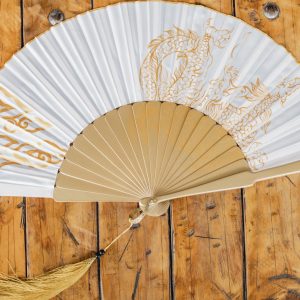 White Dragon Silk Fan